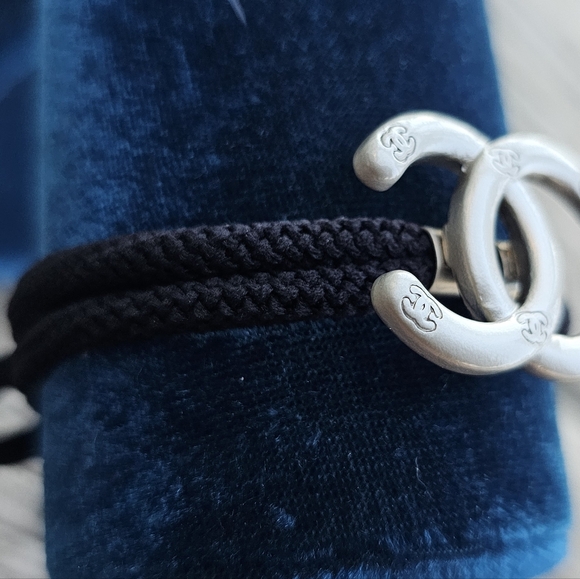 Chanel Silver Logo Hair Tie - Picture 3 of 3